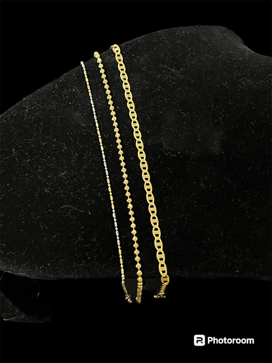 925 Sterling Silver 14k Gold Plated Anklets