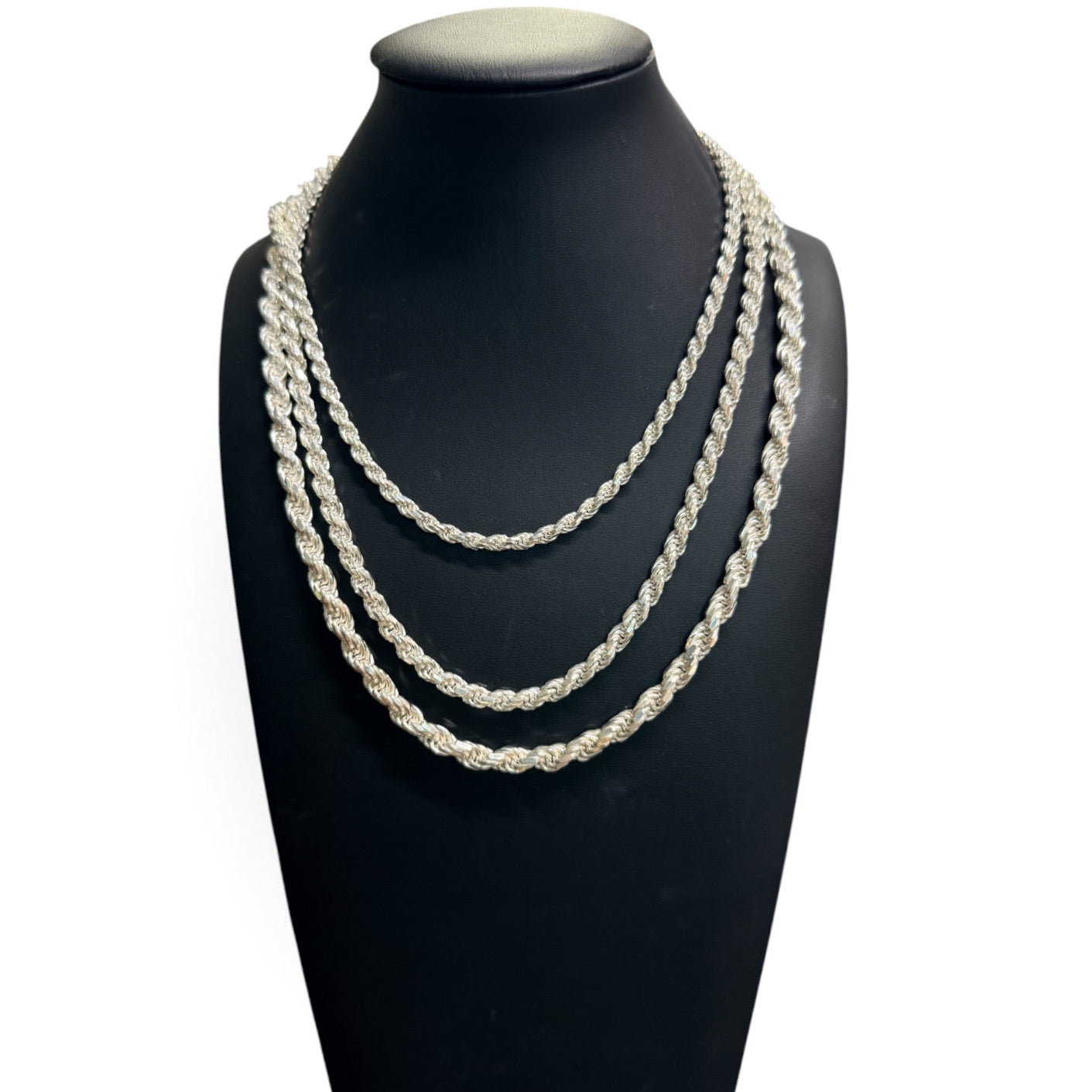 925 Sterling Silver Diamond Cut Rope