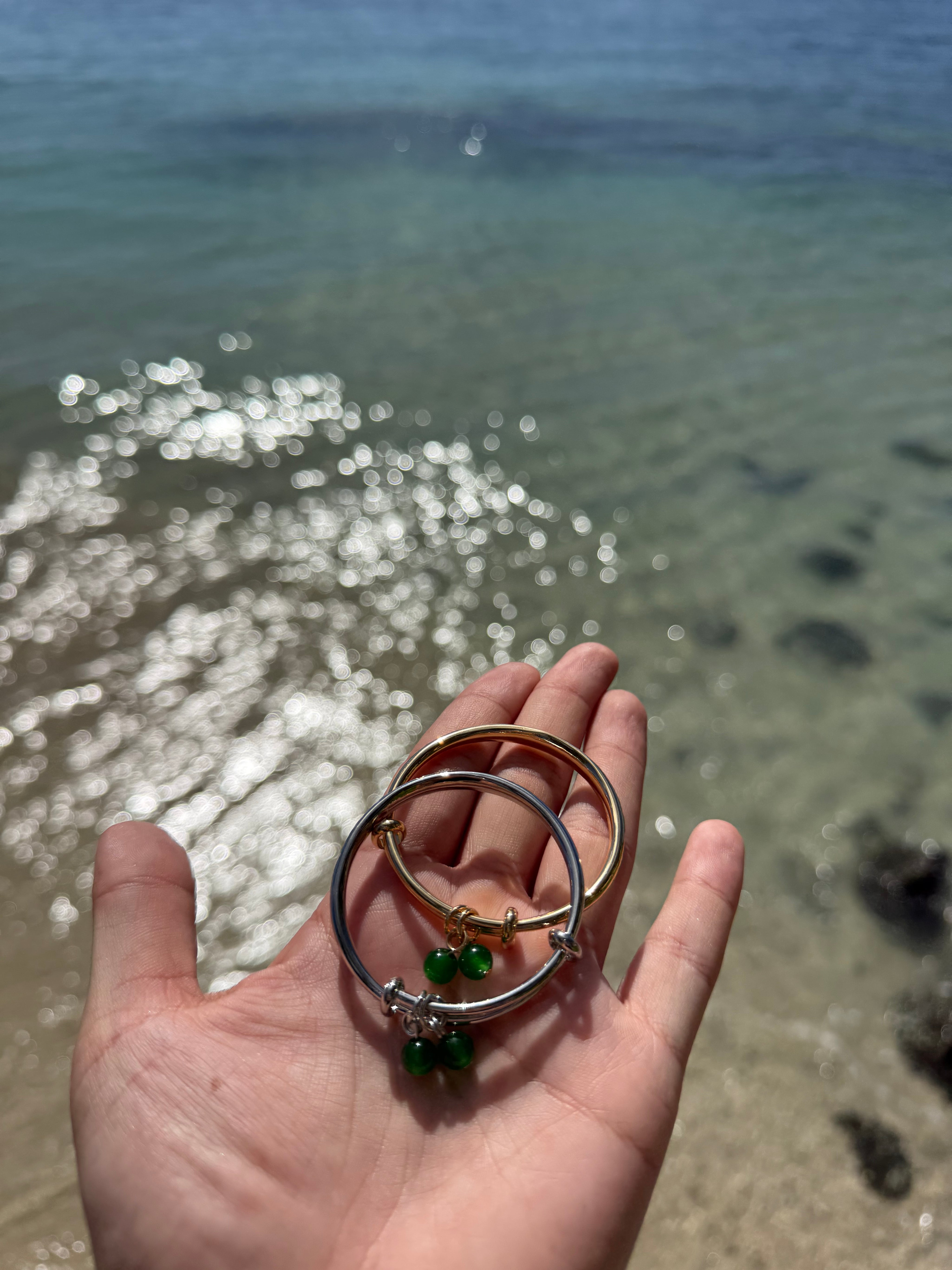 Hawaiian Baby Bangle with Jade