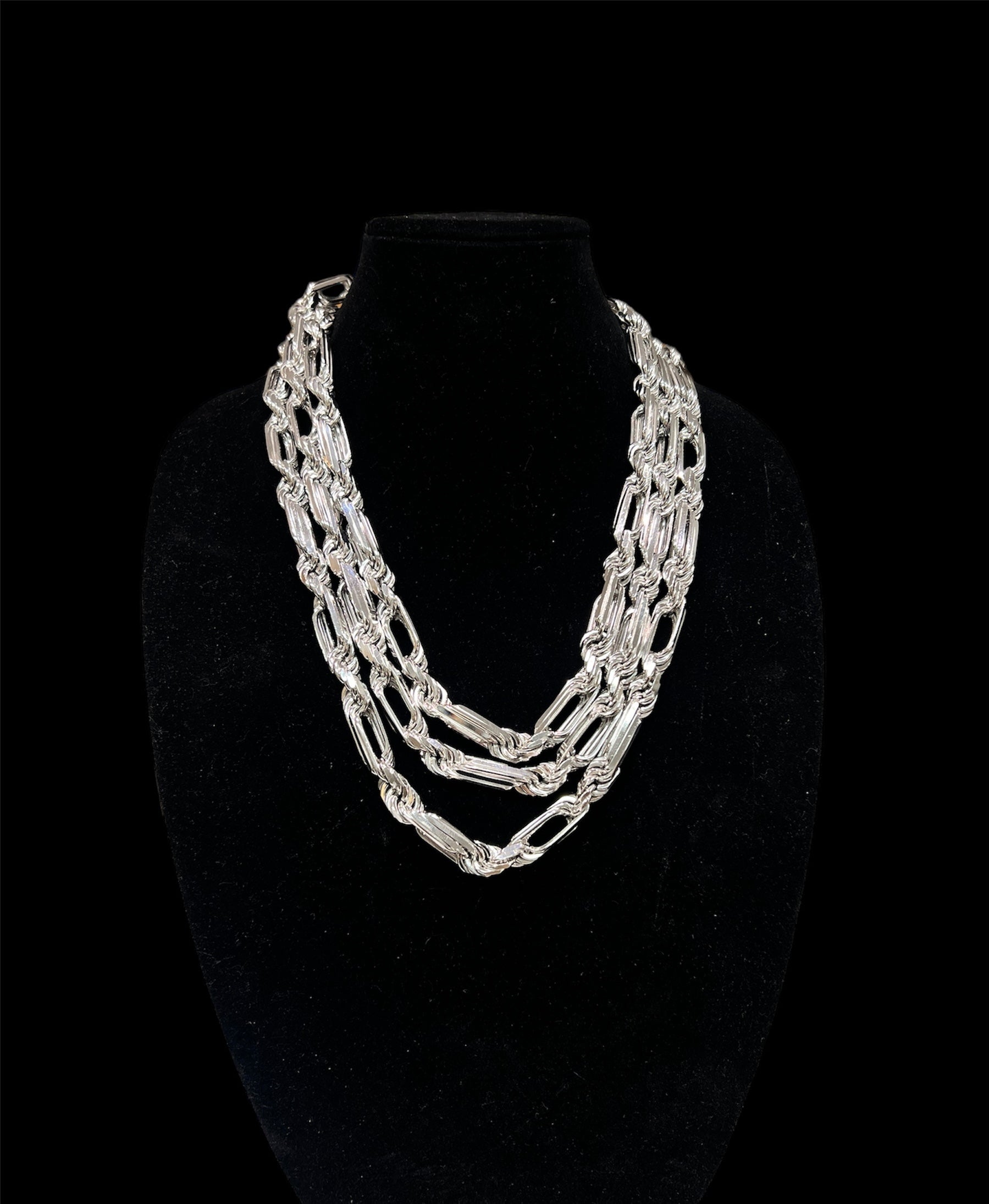 USA Seller Italian Rhodium Rope Chain Necklaces Sterling Silver 925 USA Seller Italian Rhodium Rope Chain Necklaces Sterling Silver 925