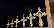 925 Sterling Silver 14K Gold Plated Diamond Cut Inri Pendant