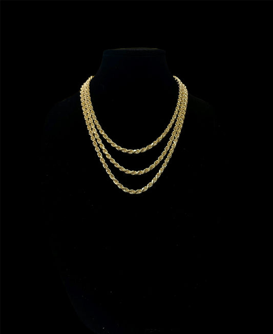 925 Sterling Silver 14k Gold Plated Rope Chain 6mm 20” 22” 24”