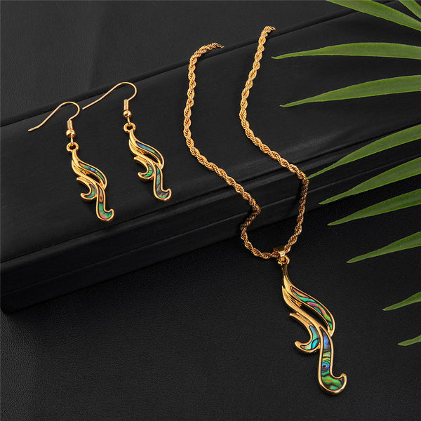 Abalone Trio Earring and Necklace Set