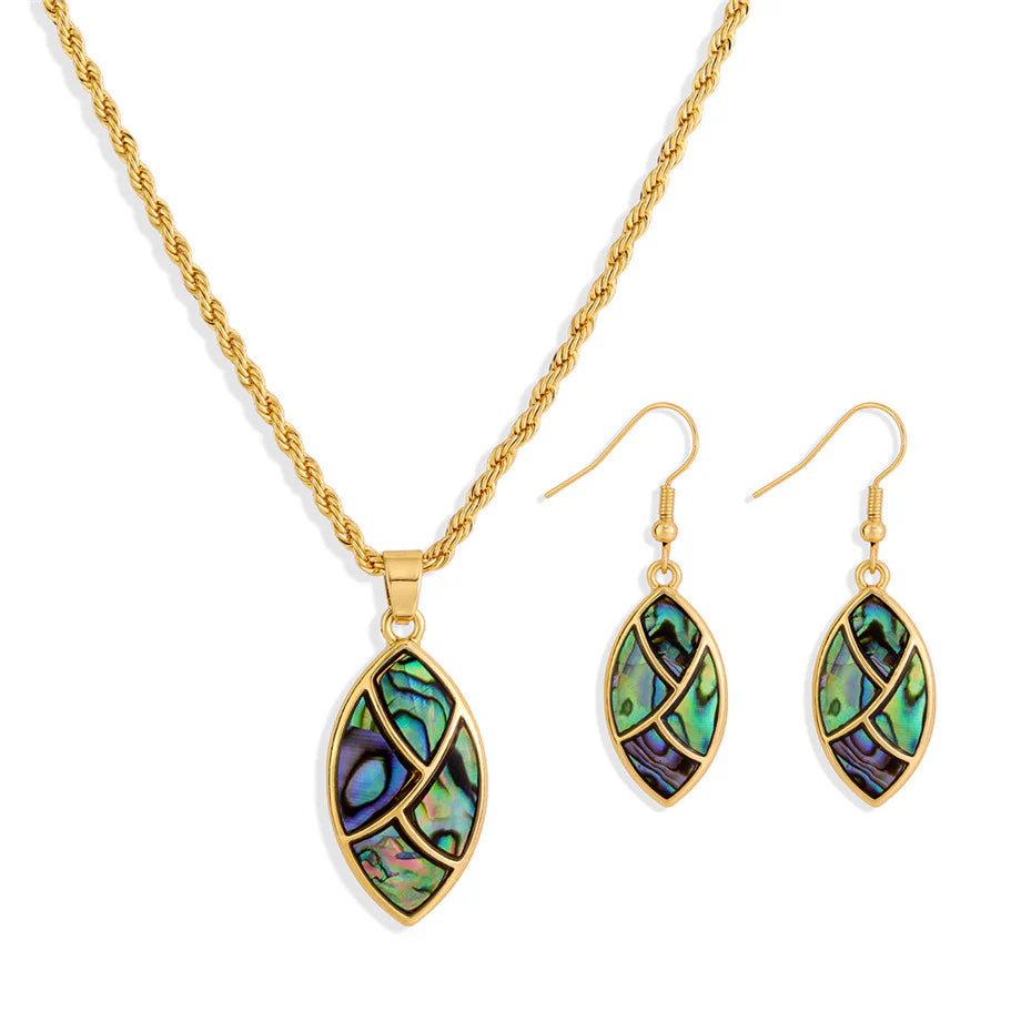 Abalone Oval Earring and Necklace Set