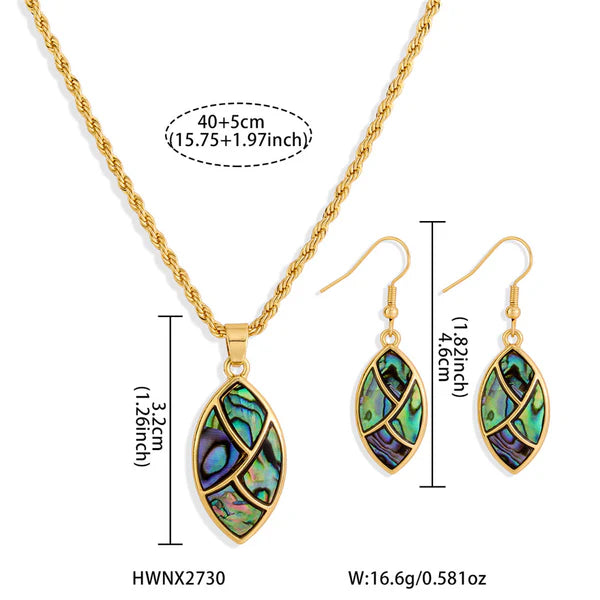 Abalone Oval Earring and Necklace Set