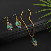 Abalone Oval Earring and Necklace Set