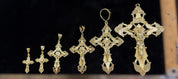 925 Sterling Silver 14K Gold Plated Diamond Cut Inri Pendant