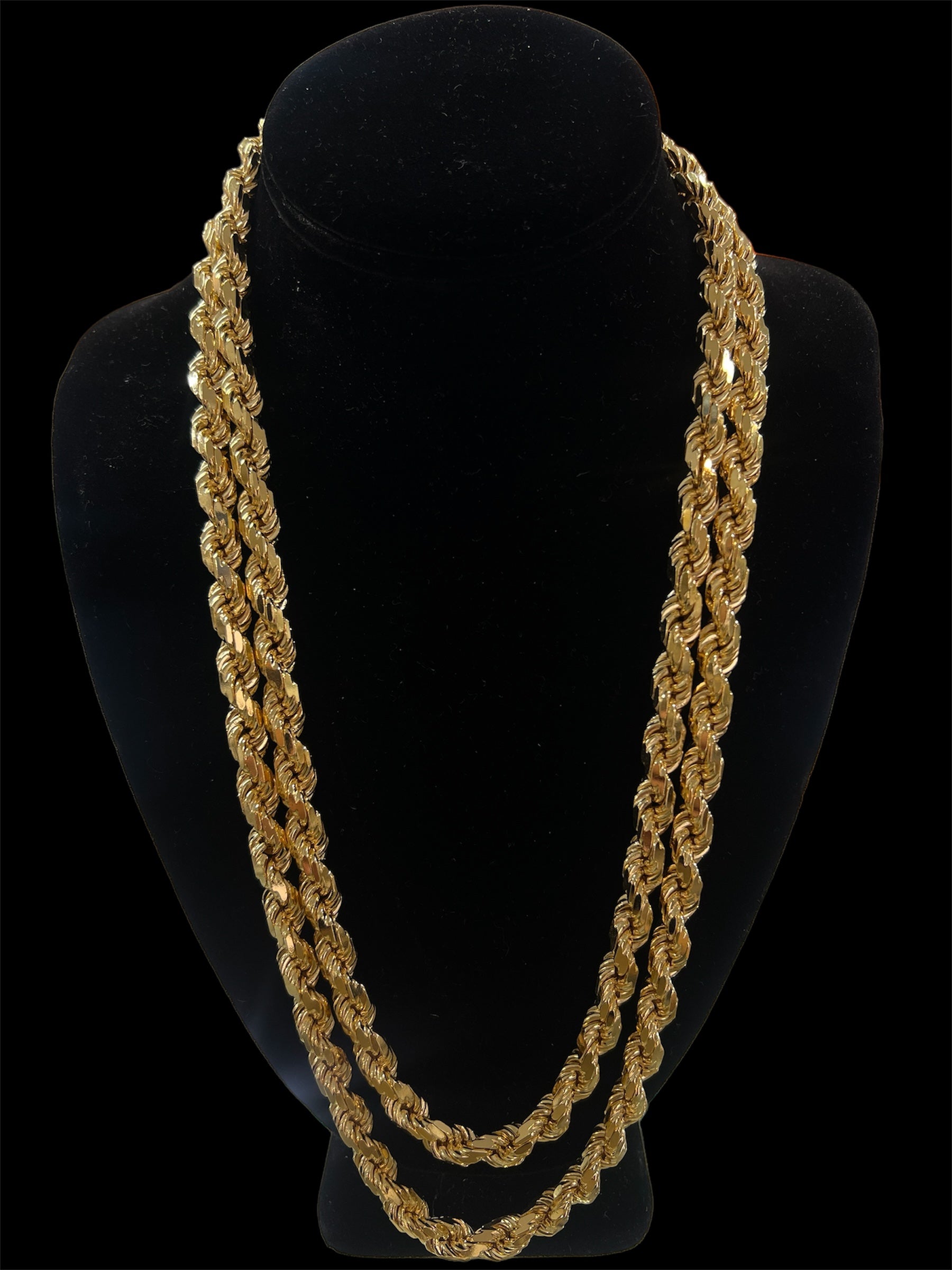 8mm 925 Sterling Silver 14k Gold Plated Diamond Cut Rope Chain ...