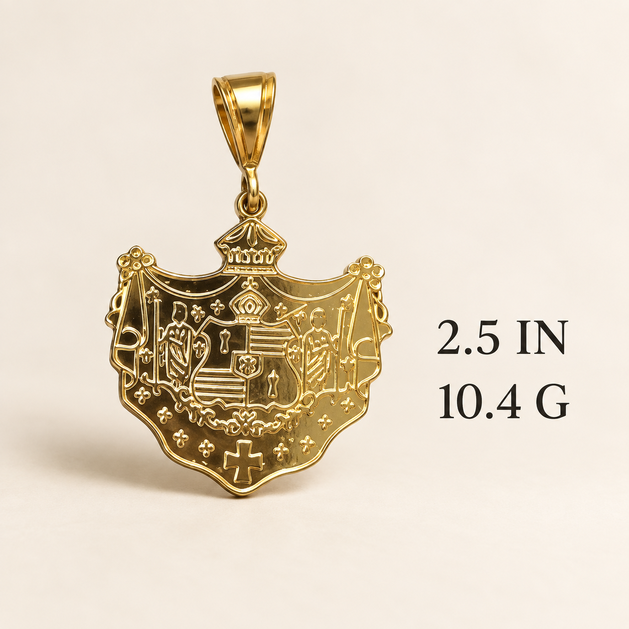 925 Sterling Silver Diamond Cut Vermeil Coat Of Arms Pendant