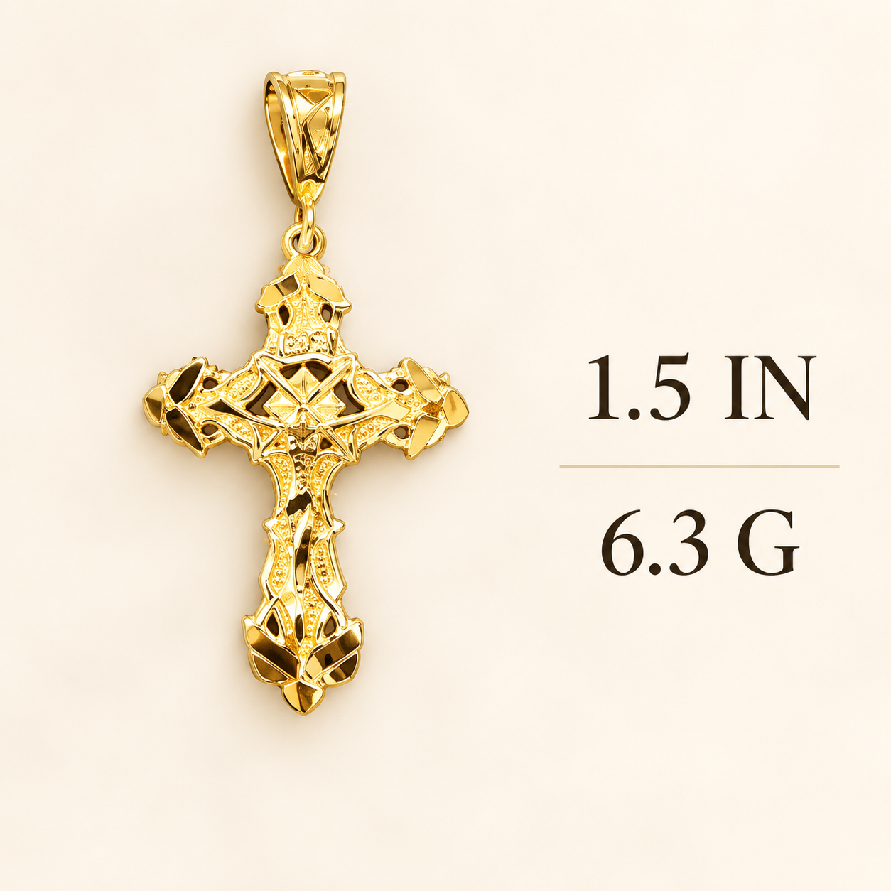 925 Sterling Silver Diamond Cut Vermeil "Inri Cross" Pendant