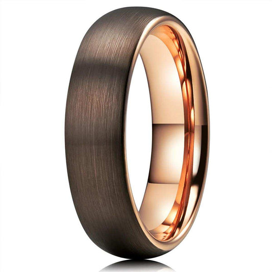 Tungsten Rose Gold Dome Band