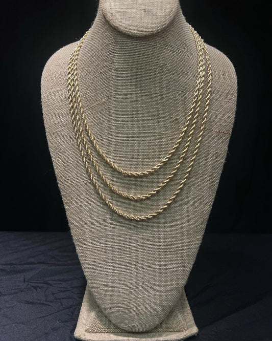 4mm 14k Gold Plated Rope Chains