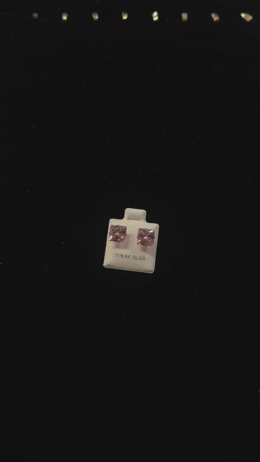 CZ Pink Square Earrings