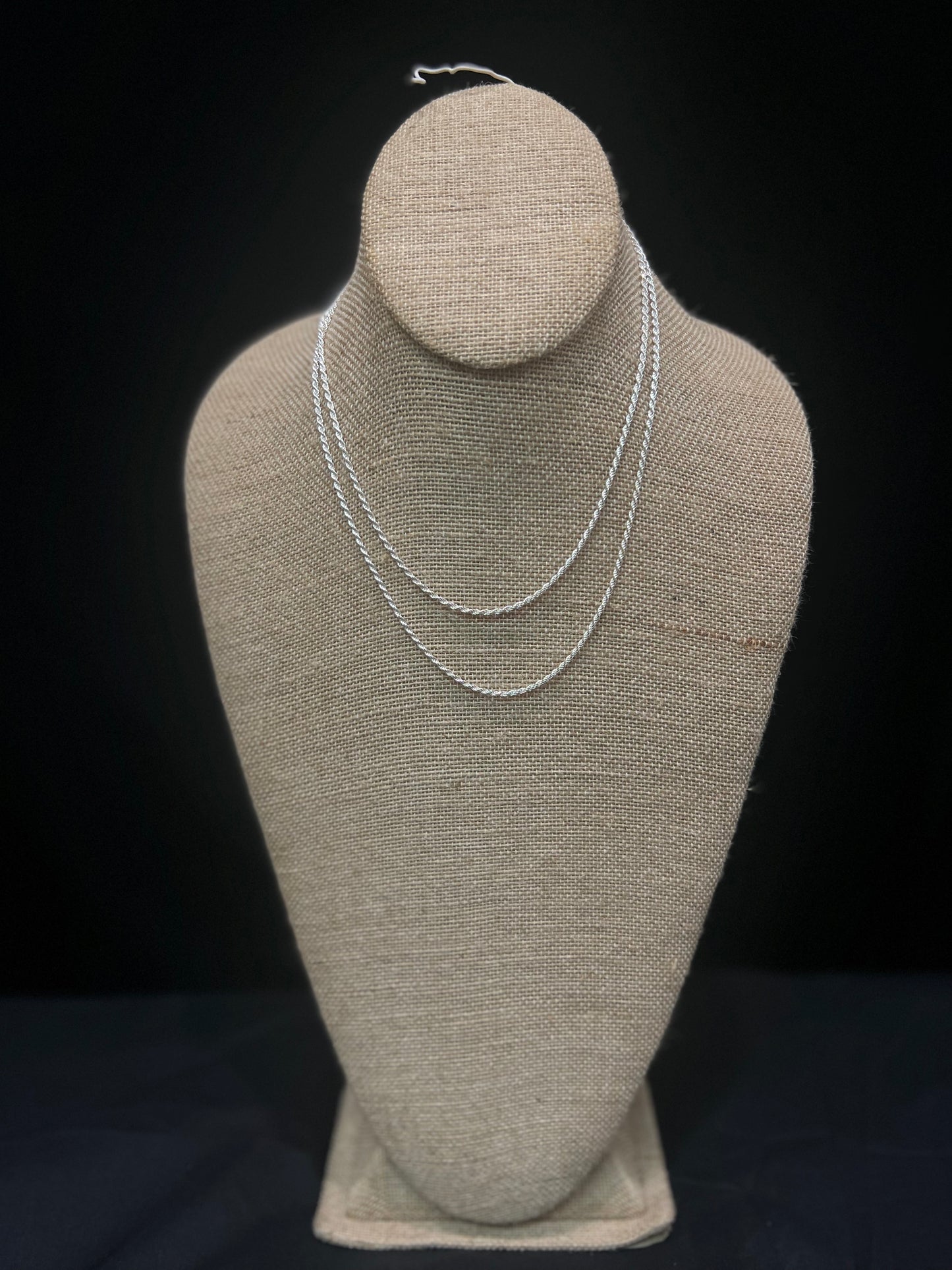 925 Sterling Silver Rope Chain 1.5mm 16” 18”