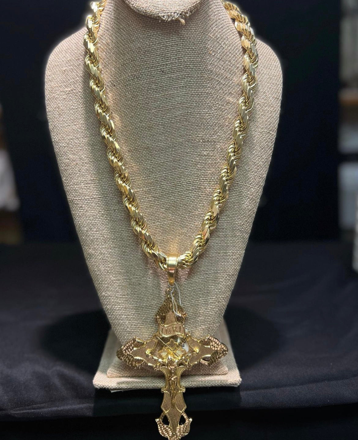 Gold Plated Sterling Silver Diamond Cut Rope Chain 12mm 26”