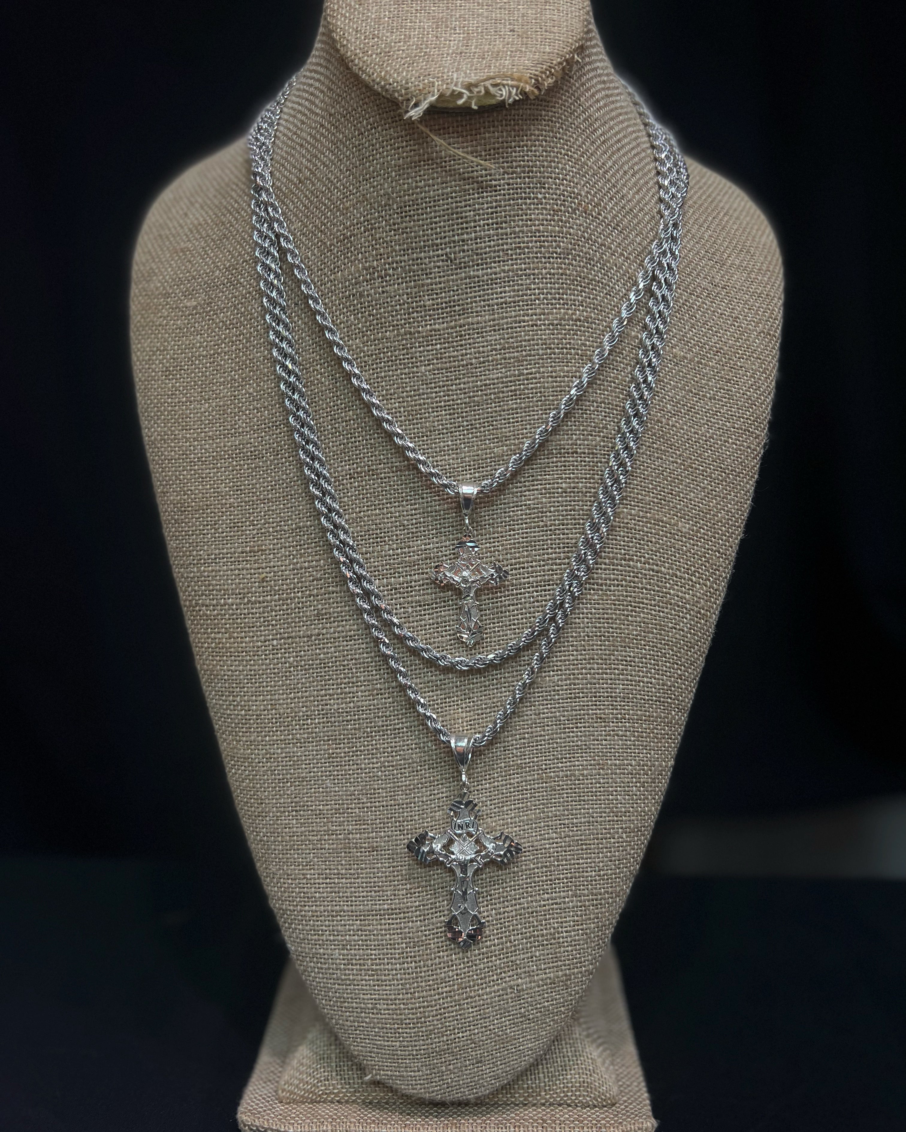 Tarnish Free Rhodium Plated 925 Sterling Silver Rope Chain 4mm 20” 22” 24”