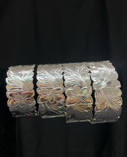 Plumeria Scroll Silver Color Bangle