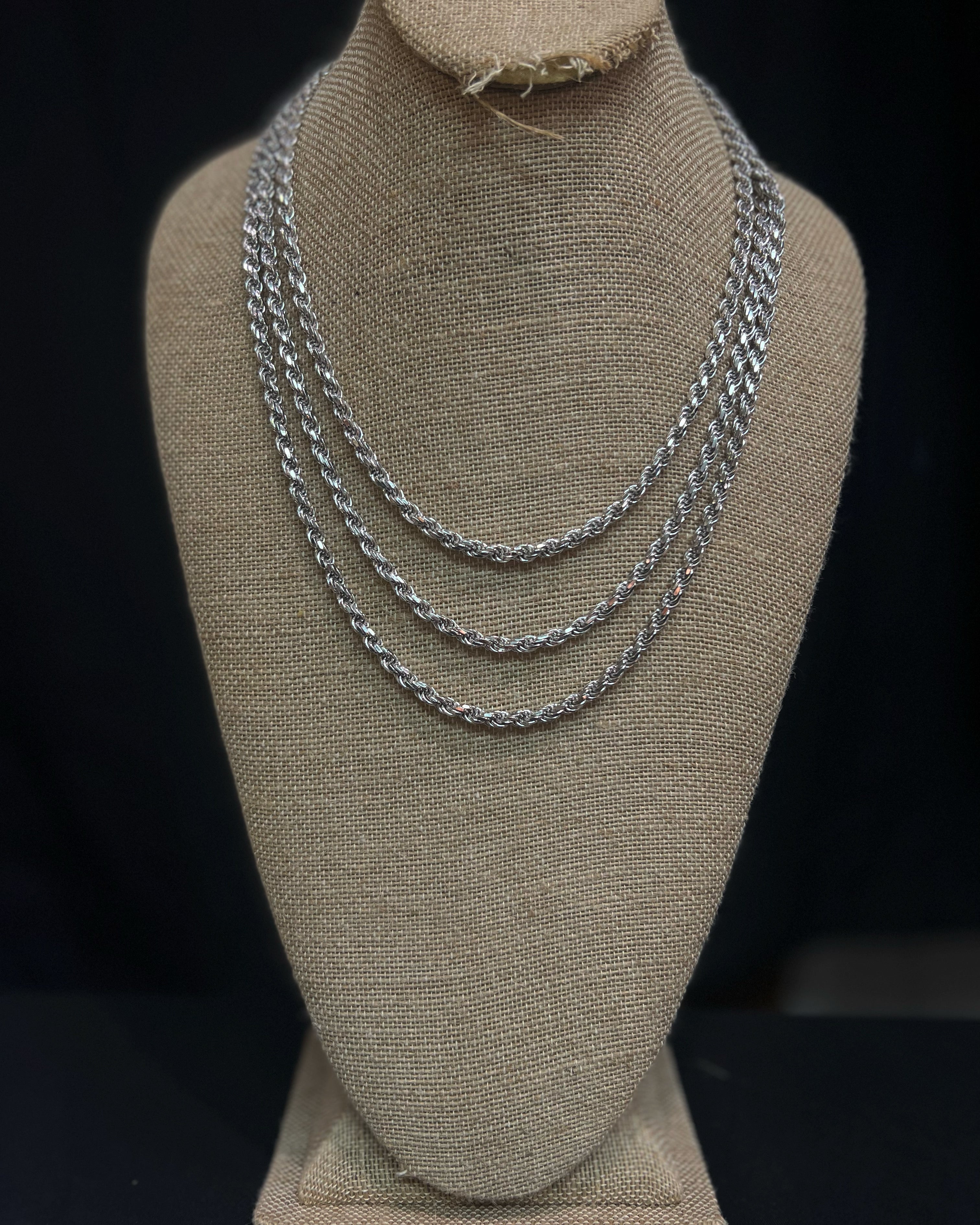 925 Sterling Silver Rope Chain Tarnish- Free 5mm 20” 22” 24”