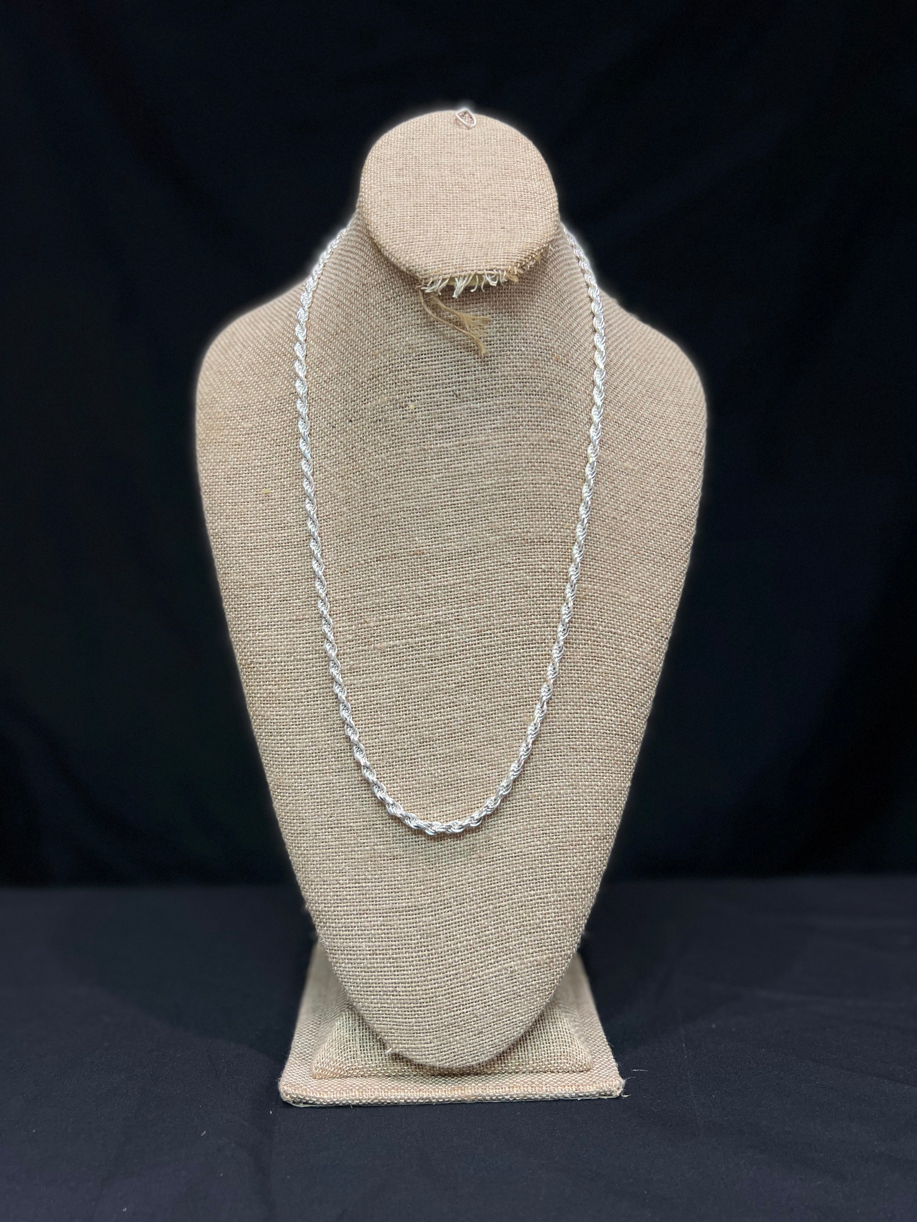 925 Sterling Silver Rope Chain 4mm 26”