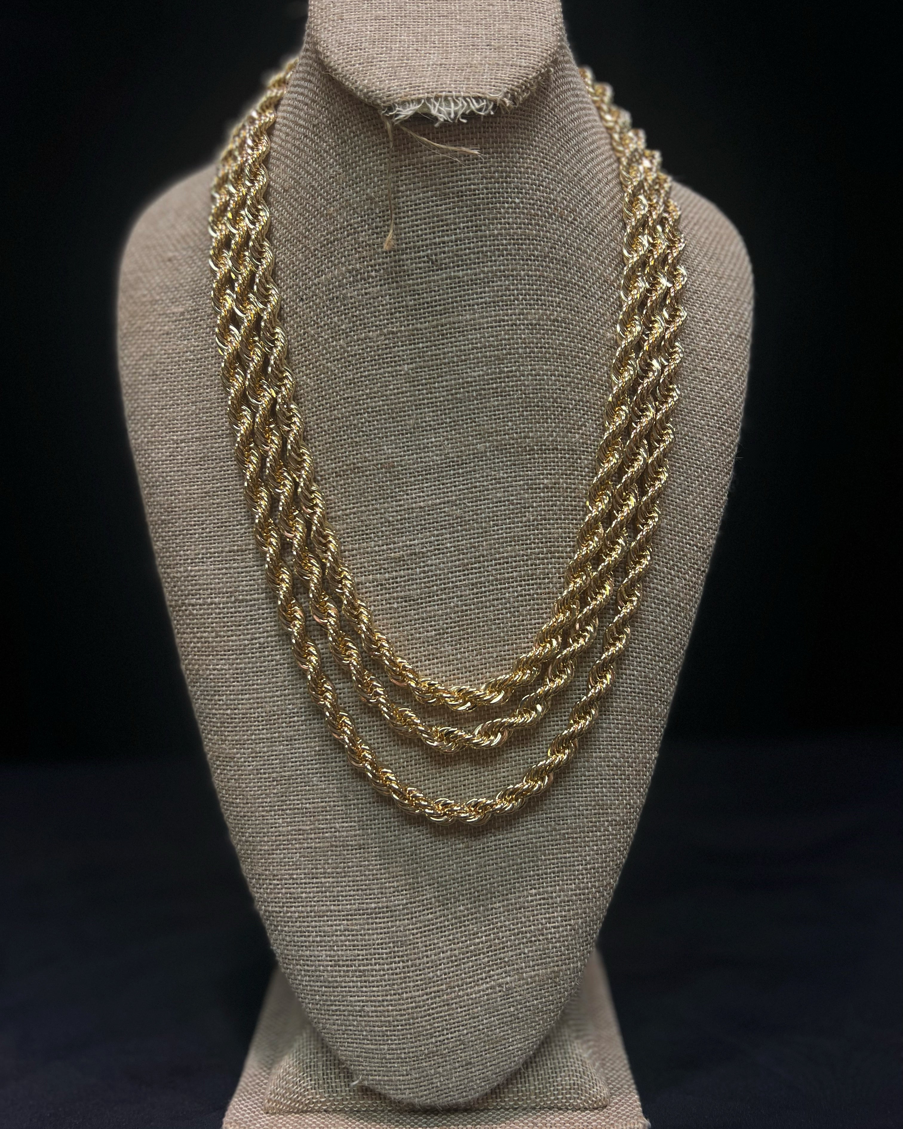 14k Gold Plated Rope Chain 7mm 22” 24” 26”