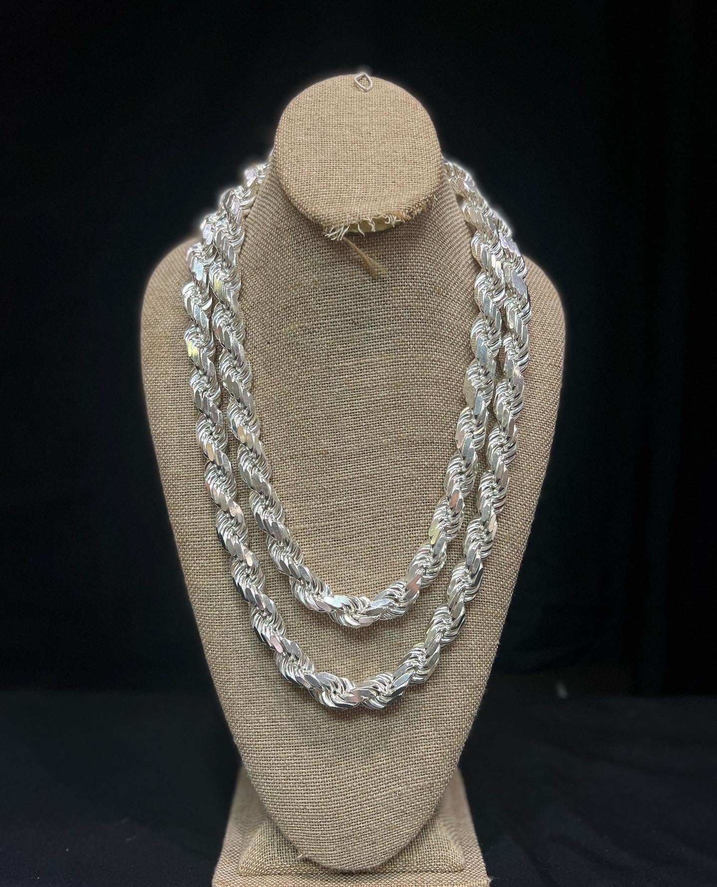925 Sterling Silver Rope Chain 14mm 24” 28”